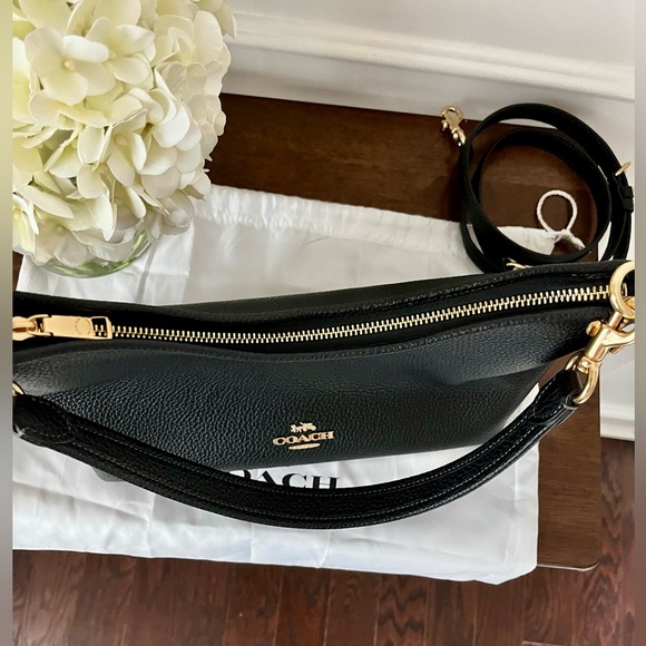 Coach Black Laurel Shoulder Bag Soft Pebble Leather Gold Hardware Two Straps 🖤 - Picture 6 of 12